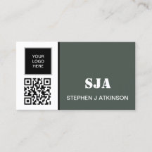 Modern Logo QR Code Sage Green Professional 