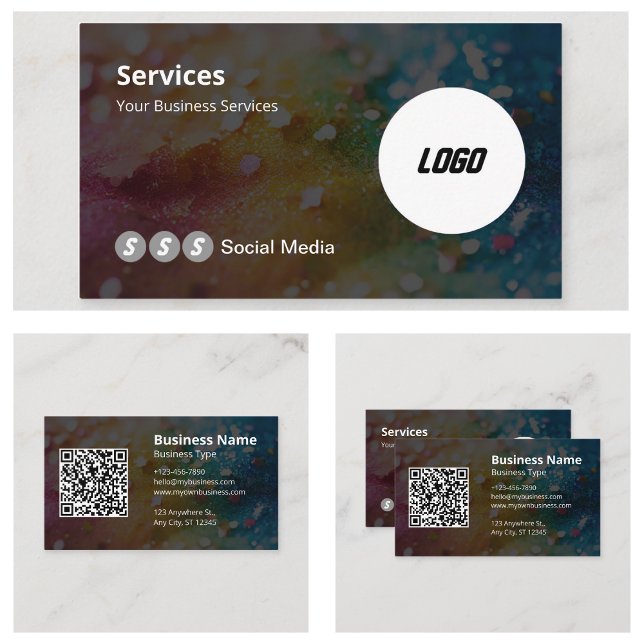 Modern Logo Scannable QR Code Business Card (Modern Logo Scannable QR Code Business Cards)