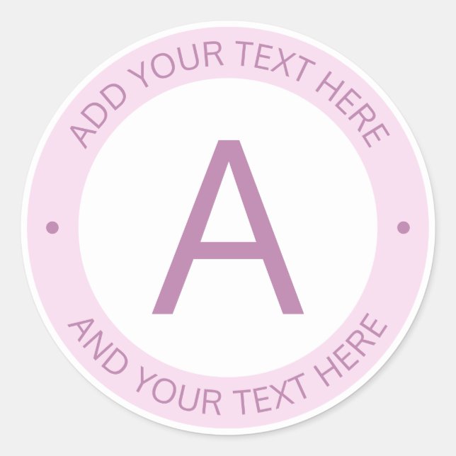 Modern Logo Style Monogram | Light Purple Pink Classic Round Sticker (Front)