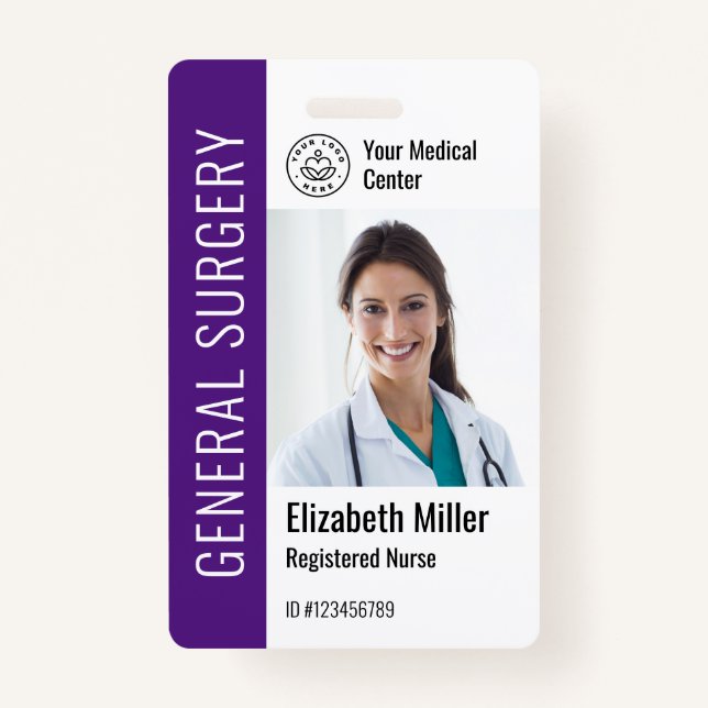Modern Logo Template Employee Photo Name Nurse ID Badge (Front)