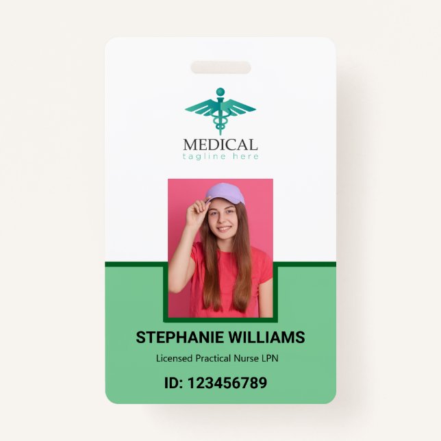 Modern Logo Template Employee Photo Name Nurse ID  Badge (Front)