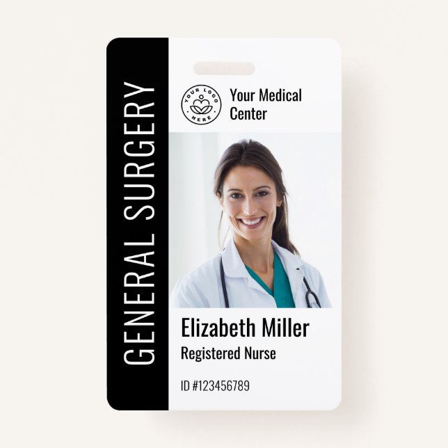 Modern Logo Template Employee Photo Name Nurse ID Badge (Front)