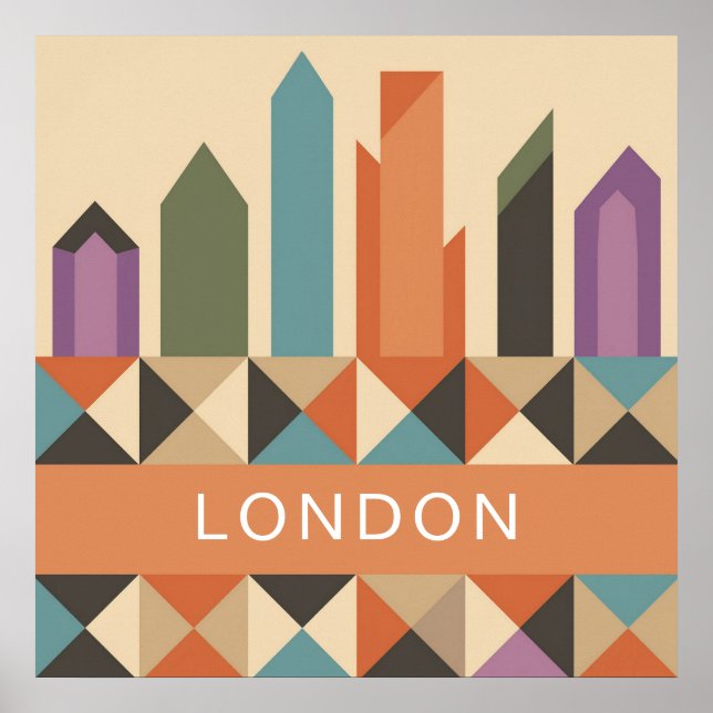 Modern LONDON Abstract Geometric Shapes Poster (Front)
