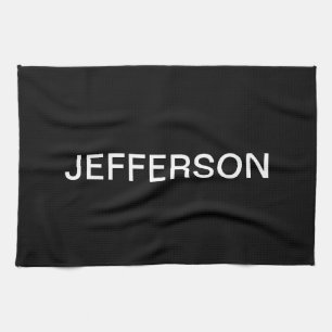 Modern Looking Bold Black White Text Kitchen Towel