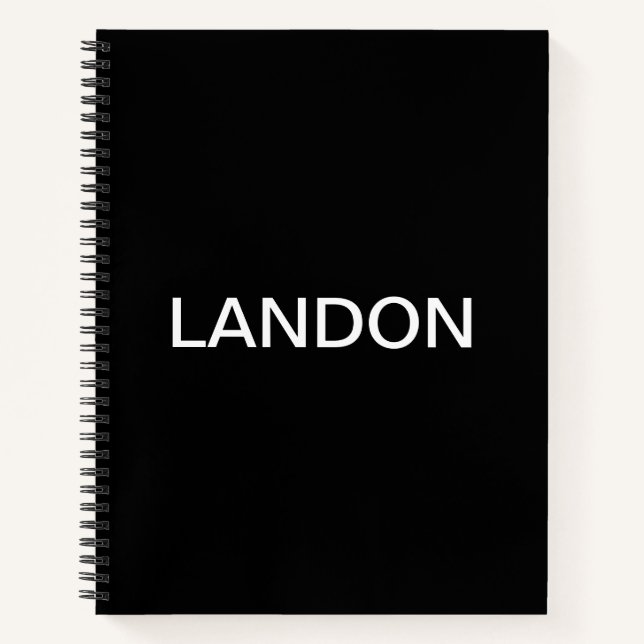 Modern Looking Bold Black White Text Notebook (Front)