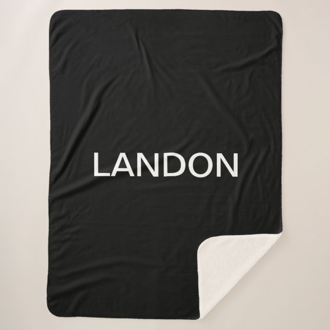 Modern Looking Bold Black White Text Sherpa Blanket (Front)