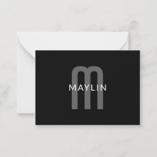 Modern Looking Monogrammed Name Black Grey White Card