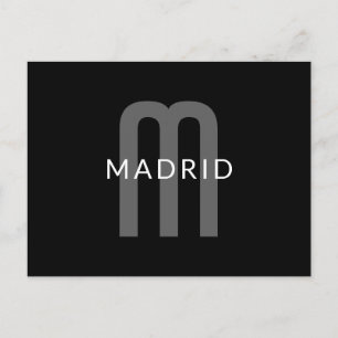 Modern Looking Monogrammed Name Black Grey White Postcard
