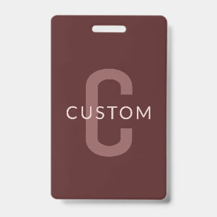 Modern Looking Monogrammed Name Maroon Red Badge