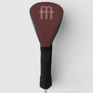 Modern Looking Monogrammed Name   Maroon Red Golf Head Cover