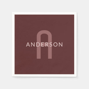 Modern Looking Monogrammed Name Maroon Red Napkin