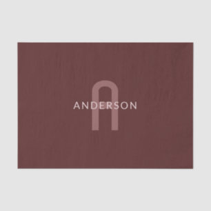 Modern Looking Monogrammed Name   Maroon Red Tissue Paper