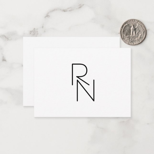 Modern Looking Overlapping Initials Card (Front/Back In Situ)