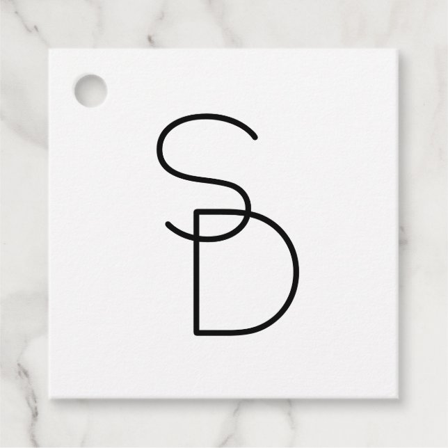 Modern Looking Overlapping Initials Favour Tags (Front)