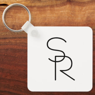 Modern Looking Overlapping Initials Keychain