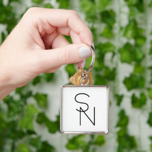 Modern Looking Overlapping Initials Keychain