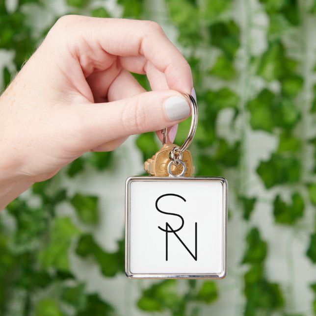 Modern Looking Overlapping Initials Keychain (Hand)