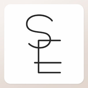 Modern Looking Overlapping Initials Square Sticker