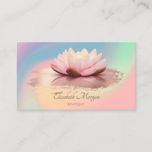 Modern Lotus Brush Stroke Holographic Colourful Business Card