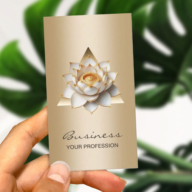 Modern Lotus Flower Elegant Gold Salon & SPA Business Card (Creator Uploaded)