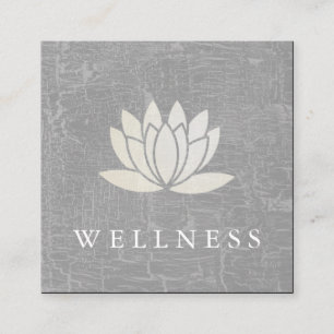 Modern Lotus Flower Marbled Grey Square Business Card