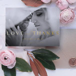 Modern Love and Thanks 2 Photo Wedding Foil Holiday Card<br><div class="desc">Your wedding day was perfect, and your guests were a big part of that. What better way to say "love and thanks" than with a card adorned with a card featuring real gold foil? This beautiful holiday thank you card is the perfect way to show your appreciation to friends, family,...</div>
