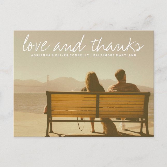 Modern Love And Thanks | Couple Photo Postcard (Front)