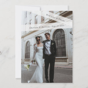 Modern Love and Thanks Photo Paper Tape Wedding Thank You Card