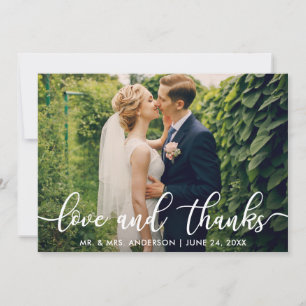 Modern Love and Thanks   Wedding Photo Thank You Card