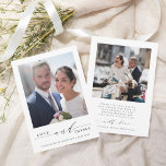 Modern Love and Thanks Wedding Photo  Thank You Card<br><div class="desc">Simple and modern wedding photo thank you card with an additional photo and custom text on the back. This card can be used for a wedding, bridal shower, engagement, anniversary, or any special event. For more advanced customization of this design, please click the Customize Further link to change the font,...</div>