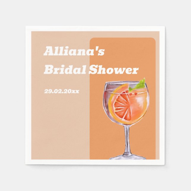 Modern Love at First Spritz Bridal Shower  Napkin (Front)