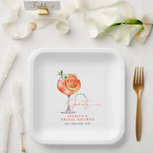 Modern Love At First Spritz Bridal Shower  Paper Plate