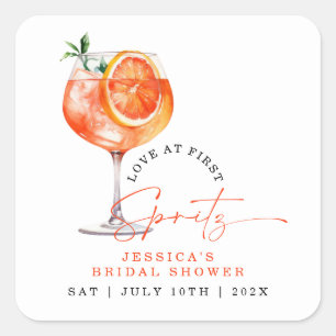 Modern Love At First Spritz Bridal Shower  Square Sticker