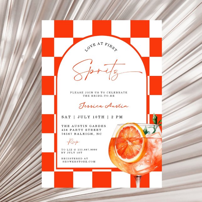 Modern Love At First Spritz Orange Bridal Shower  Invitation (Creator Uploaded)
