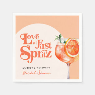 Modern Love at First Spritz Retro Bridal Shower  Napkin