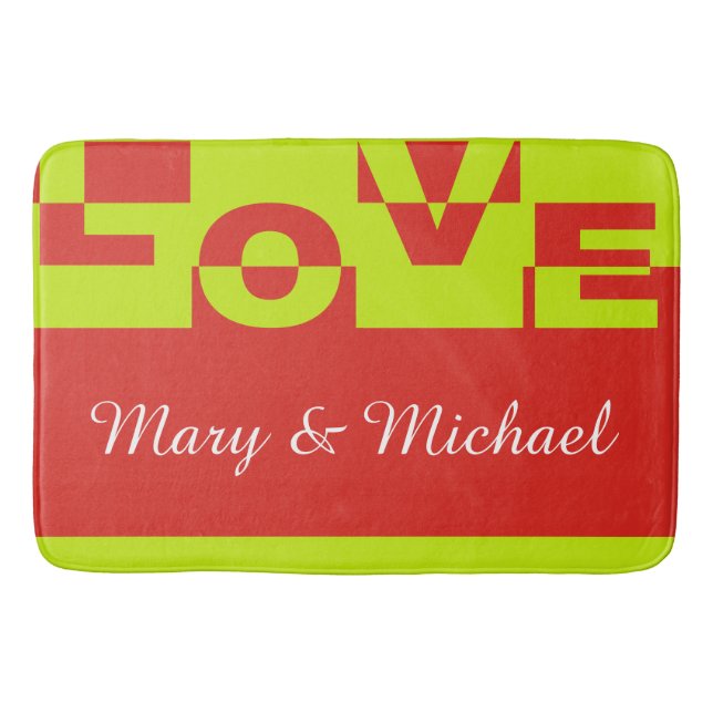 Modern LOVE Banner + your backgr. & ideas Bath Mat (Front)