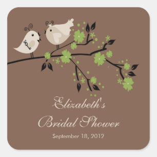 Modern Love Birds Bridal Shower Square Square Sticker