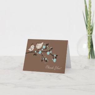 Modern Love Birds Bridal Shower Thank You Note
