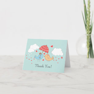 Modern Love Birds Bridal Shower Thank You Note Card
