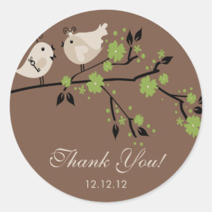 Modern Love Birds Bridal Shower Thank You Stickers