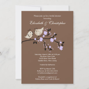 Modern Love Birds Couples Bridal Shower Invitation