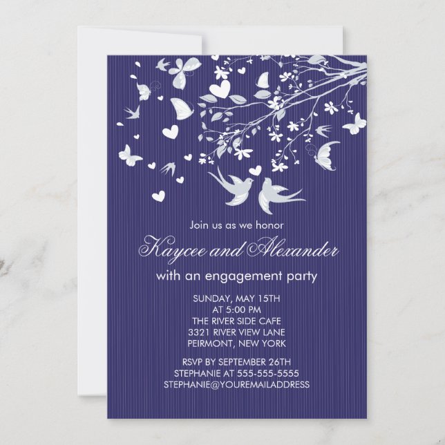 Modern Love Birds Engagement Party Invitations (Front)