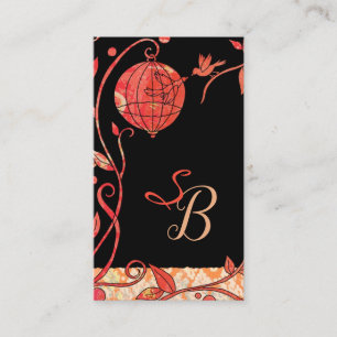 Modern Love Birds Monogram Business Card