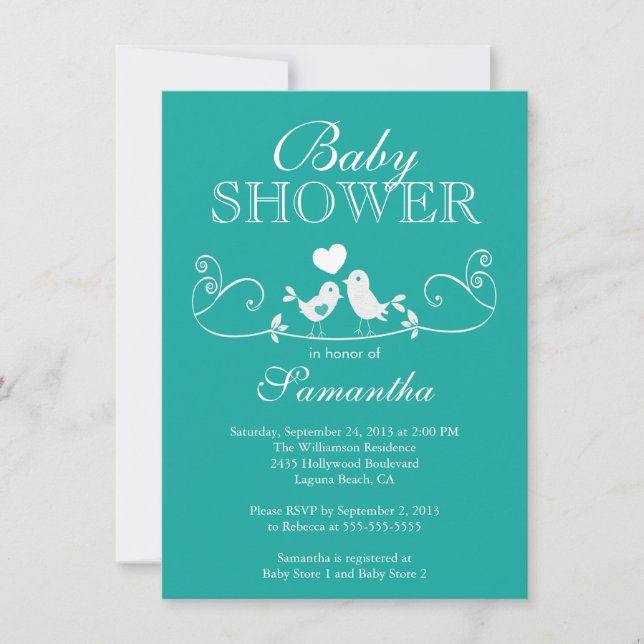 Modern Love Birds Neutral Baby Shower Invitation (Front)