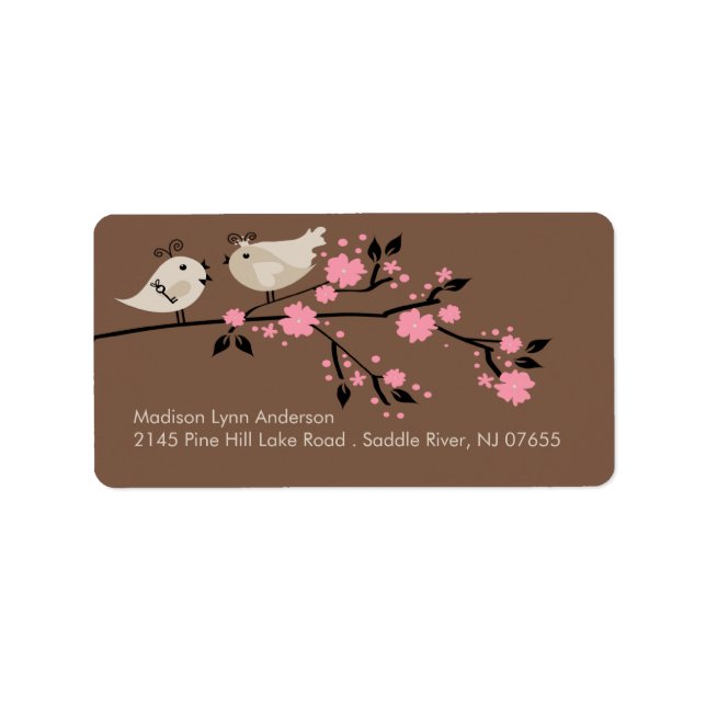 Modern Love Birds Return Address Labels. Label (Front)