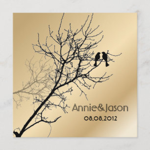 modern love birds rustic country wedding invitation