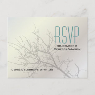 Modern Love Birds Tree white Wedding RSVP Invitation Postcard