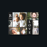 Modern Love Black Colour Block Family Photo Collag Canvas Print<br><div class="desc">Modern Love Black Colour Block Family Photo Collage Christmas & New Year Canvas Wall Art - with personalized Love Word, family last name, year, and initial letter, all arranged in an elegant grid layout. This modern and sleek design displays 6 of your own pictures beautifully. Available in several colorways to...</div>