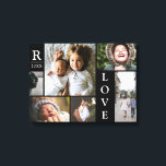 Modern Love Black Colour Block Family Photo Collag Canvas Print<br><div class="desc">Modern Love Black Colour Block Family Photo Collage Christmas & New Year Canvas Wall Art - with personalized Love Word, family last name, year, and initial letter, all arranged in an elegant grid layout. This modern and sleek design displays 6 of your own pictures beautifully. Available in several colorways to...</div>
