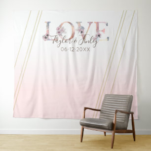Modern LOVE Blush Pink Selfie Backdrop Wedding Tapestry